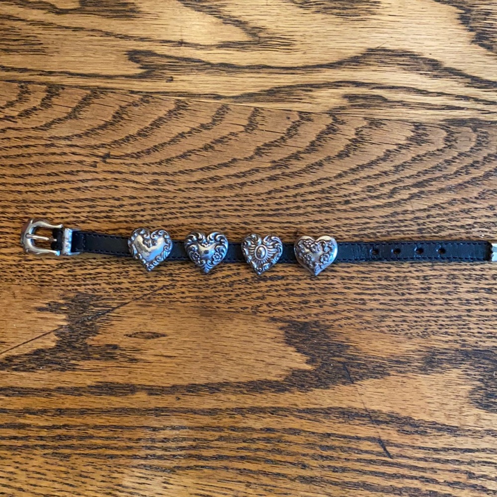 VTG Brighton 4 silver heart black strap bracelet